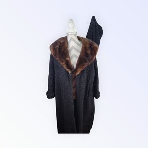 Vintage Jack Coat with Fur/Faux Fur Collar Matching Muff/purse Few Blemishes XL